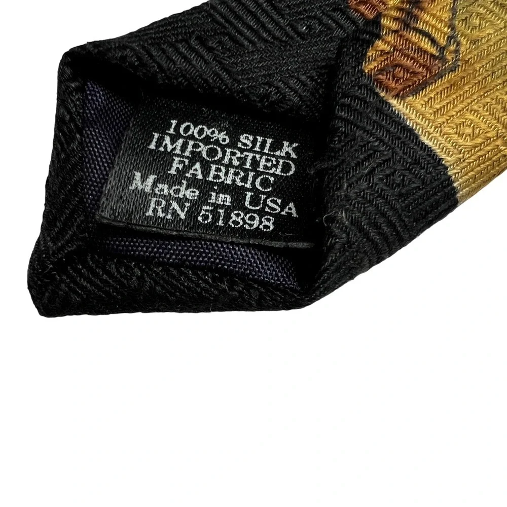 Vintage Tango by Max‎ Raab Necktie Mens OS Black Golf Scene Silk Made in USA E15